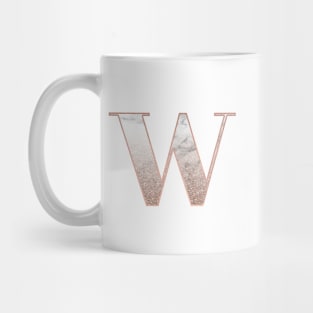 Monogram rose gold glitter marble W Mug